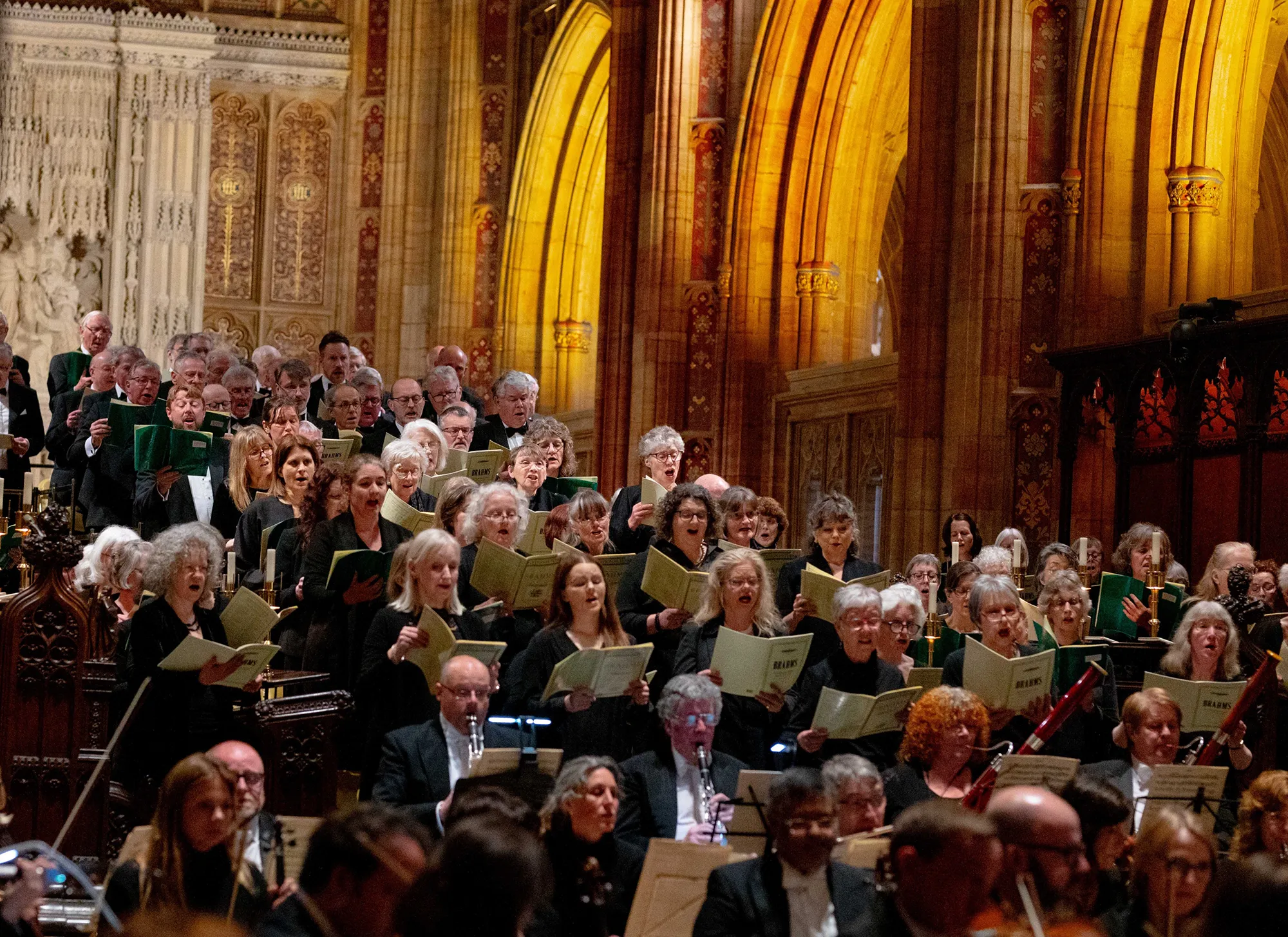 Sherborne Festival Chorus singers and players in Sherborne Abbey
